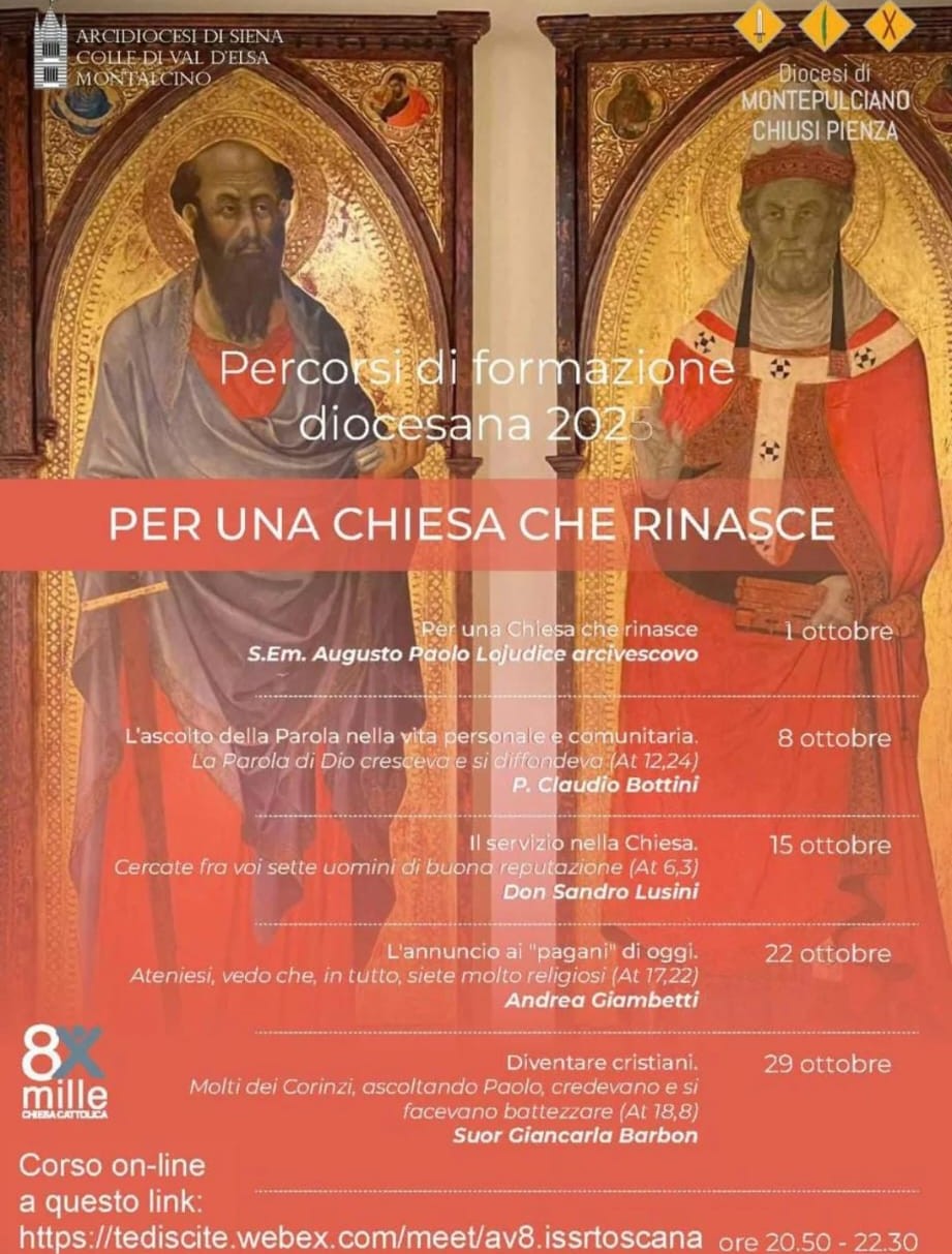 Locandina Percorsi di Formazione Diocesana 2025 – Per una Chiesa che rinasce